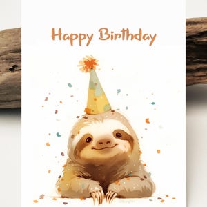 Aquarell Karte Baby Faultier Birthday | Geburtstagskarte Faultier  baby | Faultier Liebe karte | Faultier Karte | Grußkarten Karten