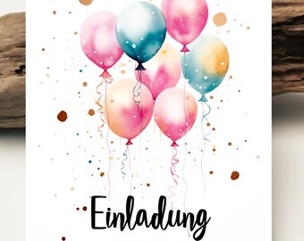 Children's birthday invitation cards | Watercolor balloon card | Happy Birthday | Children's birthday party birthday card | Greeting cards