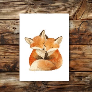 Fuchs Aquarell Kunst Karte | Liebevolle Fuchs Postkarte zum Valentinstag I I love you I Ich Liebe dich I Grußkarten I Freudschafts karte