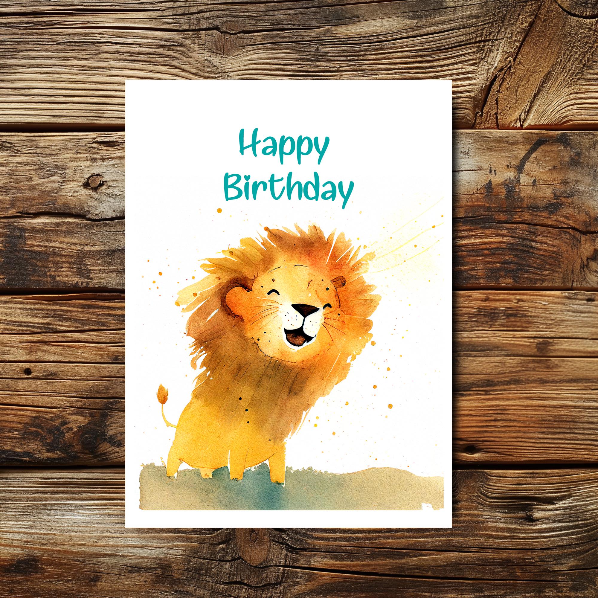 Lion Watercolor Card | Birthday Card Postcard | Greeting Card Child ...