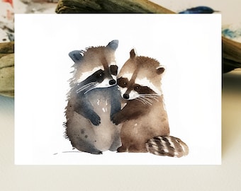 Raccoon Card | Loving raccoon couple postcard for Valentine's Day I I love you I I love you I greeting cards I friendship card