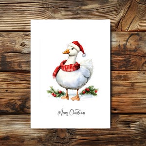 Wenskaart Kerstkaart Gans I Gans Kerstboom | Kerstkaart Gans I aquarel kerstkaart