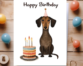 Happy Birthday Dackel Dog |  Dackel Mama | Geburtstagskarte lustiger Dackel | Karte Geburtstag Dackel |   Dackel Grußkarten Karten