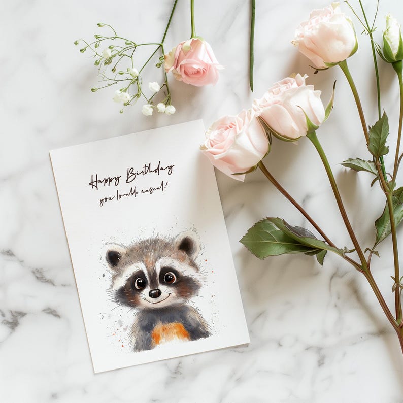 Cute Raccoon Birthday Card - Happy Birthday You Lovable Rascal ...