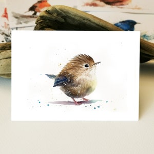 Grußkarte Zaunkönig | Liebevolle  Aquarell Kunstdruck I Geschenk für Vogelfreund I Natur Grußkarten | Nature Love