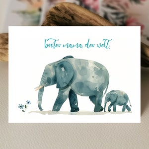 Aquarell Karte Elefanten mama Baby | bester mom der welt Postkarte | Mutter Liebe Karte | Mutter Geburtstagskarte | Grußkarten Karten