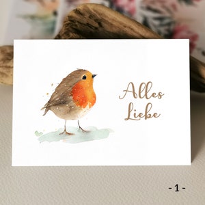 Watercolor card | Robin card | Happy Birthday Card | Greeting cards cards