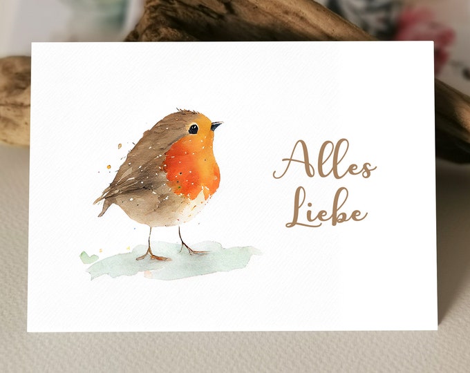 Postkarte Weihnachten Rotkehlchen Schneeflocke Etsy.de
