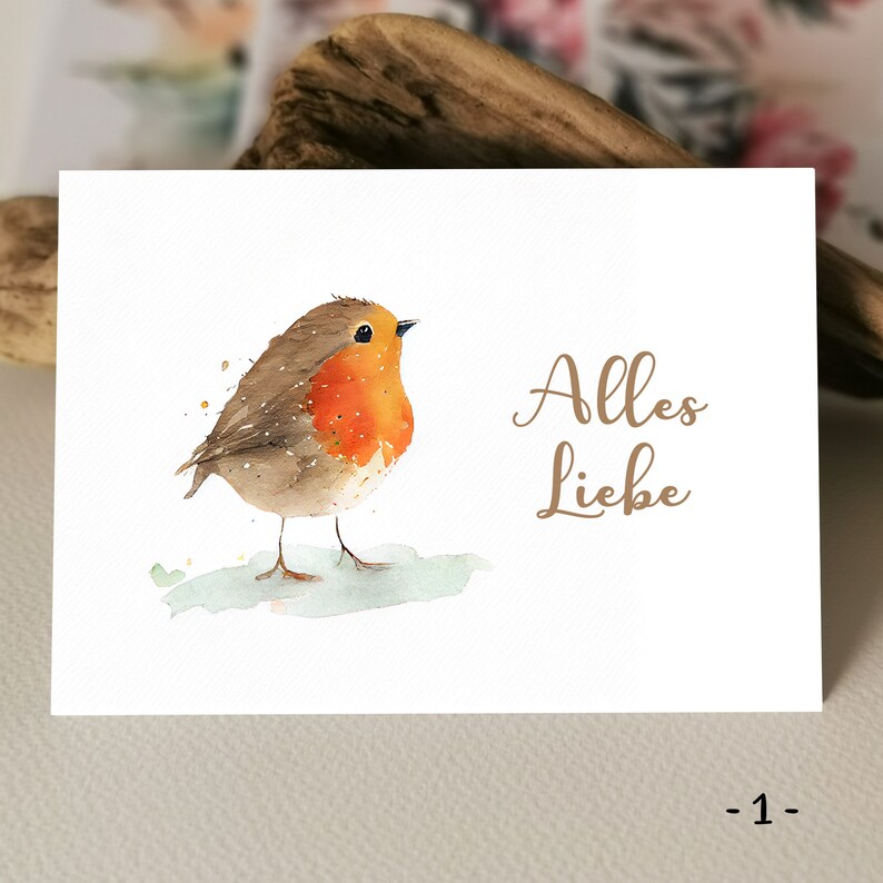 Watercolor Card | Robin Card | Happy Birthday Card | Greeting Cards - Etsy