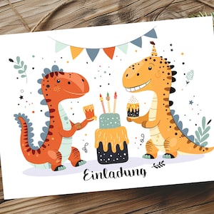 Dinosaurier Einladungskarten Kindergeburtstag | Aquarell Dinosaurier Karte | Happy Birthday | Kindergeburtstag Party Karte | Grußkarten