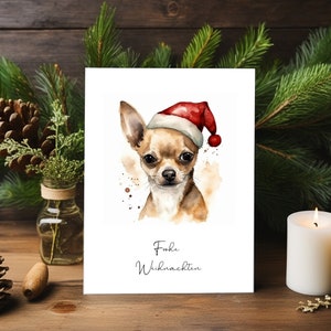 Merry Chritmas Chihuahua Dog |  Chihuahua Mama | Frohe Weihnachten Hund | merry Chritmas Holiday Cards |   Chihuahua  | Grußkarten Karten
