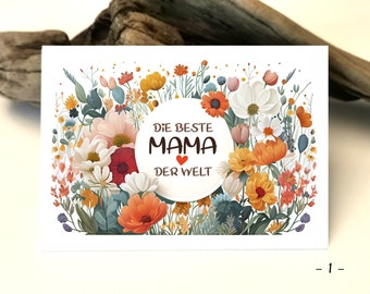 Carte aquarelle | Carte de fête des mères | Carte d’amour mère | Carte florale | Carte d'anniversaire de fête d'anniversaire de la mère | Cartes de vœux