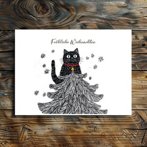Grußkarte Weihnachtskarte Cat I Weihnachtskarte KATZE lustig | Merry Christmess Cat Card I MERRY CATMAS