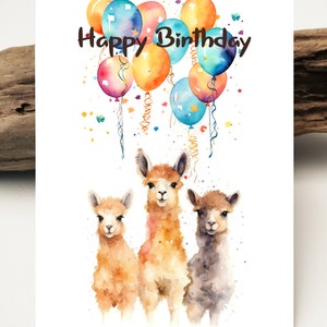 Aquarell Karte baby Lama | Geburtstagskarte Alpaka | Kindergeburtstag | Alpaka Karte | Grußkarten Karten