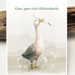 Gans viele Glückwünsche Postkarte | Daisy Goose Postkarte I Gänseblümchen Grußkarten I Freundschaftskarte  I Geburtstagskarte