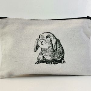 handbemalt Federmäppchen, Bio Baumwolle, Kaninchen Beutel Etui, Stoffetui mit Reißverschluss, Mehrzwecketui