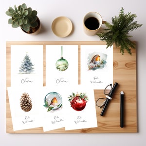 Aquarell Karte Set | Frohe Weihnachten Karten | merry Chritmas Holiday Cards |  6 Karten set | Grußkarten Karten