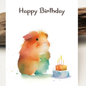 Aquarell Karte | Geburtstagskarte Meerschweinchen | Meerschweinchen Geburtstagskarte | Meerschweinchen Karte | Grußkarten Karten