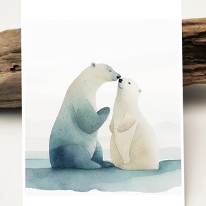 Eisbär Karte | Liebevolle Eisbär Paar Postkarte zum Valentinstag I Grußkarte I love you I Ich Liebe dich I Grußkarten I Freudschafts karte