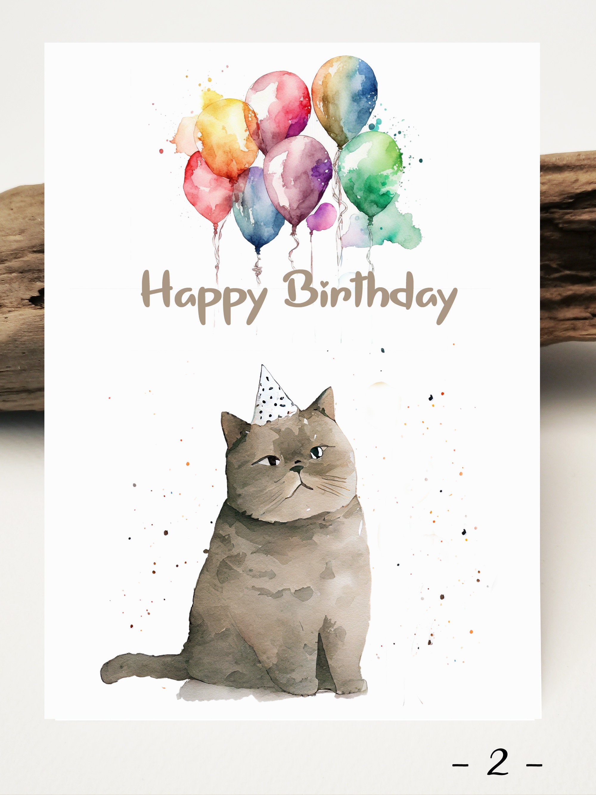 Watercolor Card | Birthday Card Bkh Cat | Kitten Birthday Card | Kitty ...