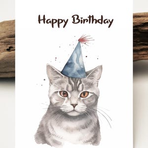 Aquarell Karte grey BHK cat | Geburtstagskarte Britisch Kurzhaar Katze | Kätzchen Geburtstagskarte | Kitty Karte | Grußkarten Karten