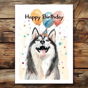 Happy Birthday Husky Dog |  Husky Mama | Geburtstagskarte lustiger Husky Hund | Karte Geburtstag Husky | Grußkarten