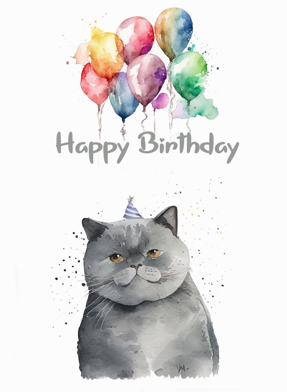 Artery8 Geburtstagskarte Mit Ragdoll-Katze Aquarell-Motiv - Premium-Karton 280 G/m², 17,5 X 12,5 Cm