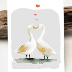 Gans Liebe Postkarte | Liebevolle Goose Postkarte zum Valentinstag I I love you I Ich Liebe dich I Grußkarten I Freundschaftskarte