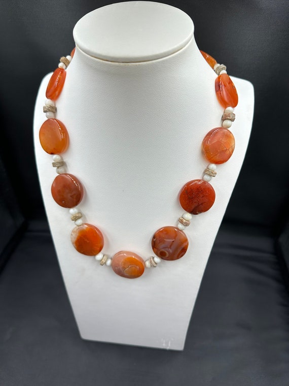 Very beautiful old natural aqeeq agate necklace fr