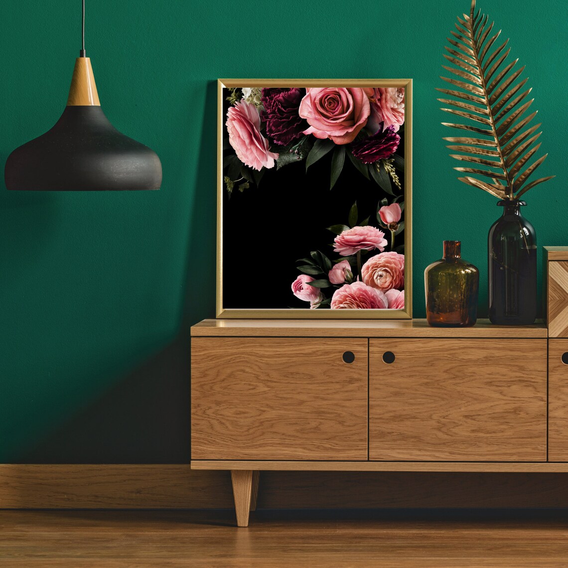 Pink Peony Gold Framed Print Wall Art Framed Print Bedroom Etsy