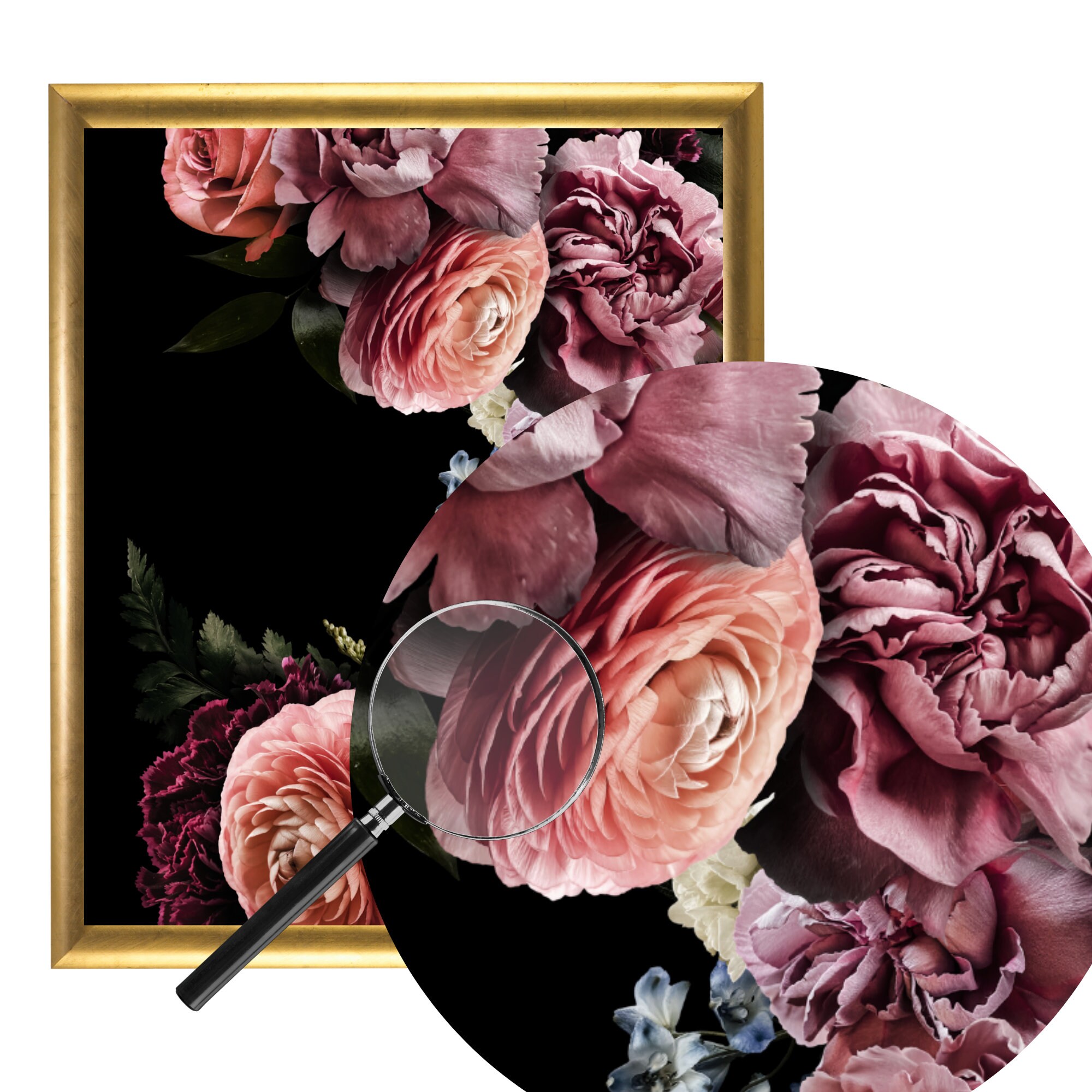 Flower Print Gold Frame Wall Art Framed Print Bedroom Etsy