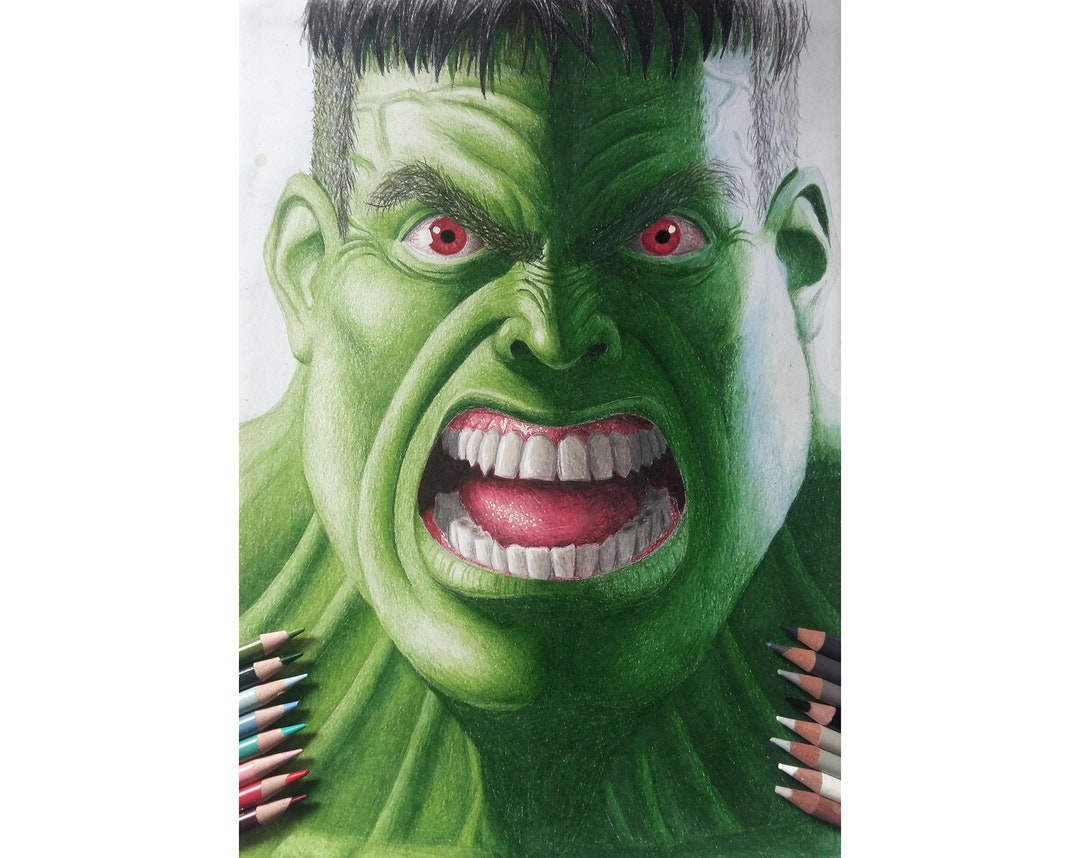 Incroyable Hulk Drawing Crayons colorés Etsy France