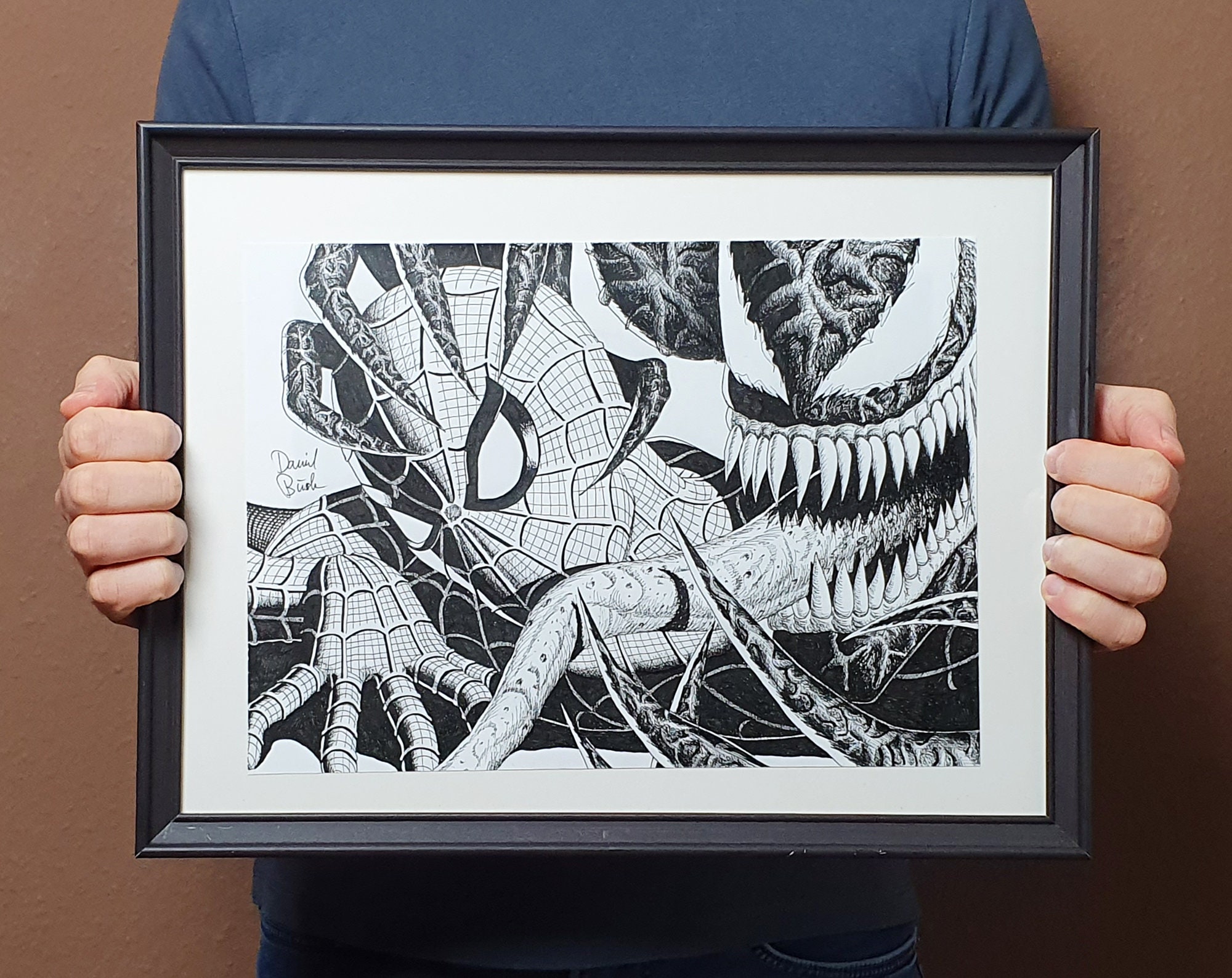 スパイダーマンとヴェノムの絵 | ペンとインク - Etsy 日本