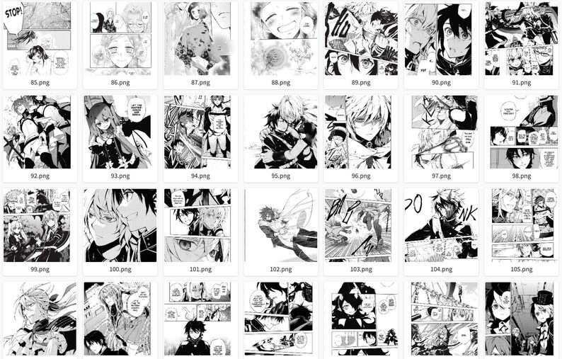 May include: Black and white manga comic book pages featuring a group of characters in a dramatic scene. The characters are drawn in a stylized anime style with detailed expressions and clothing. The pages are filled with action and dialogue.