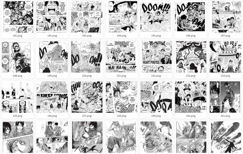 May include: A black and white manga comic book page featuring a group of characters in a dramatic scene. The characters are drawn in a dynamic style with exaggerated expressions and poses. The page is filled with action and dialogue, creating a sense of excitement and suspense.