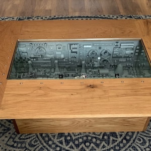 Solid Oak Coffee Table with animated Lego Star Wars Trench Run Diorama (123.5cm (W) x 83.5cm (D) x 41.5cm (H)) - around 7000 pieces!!
