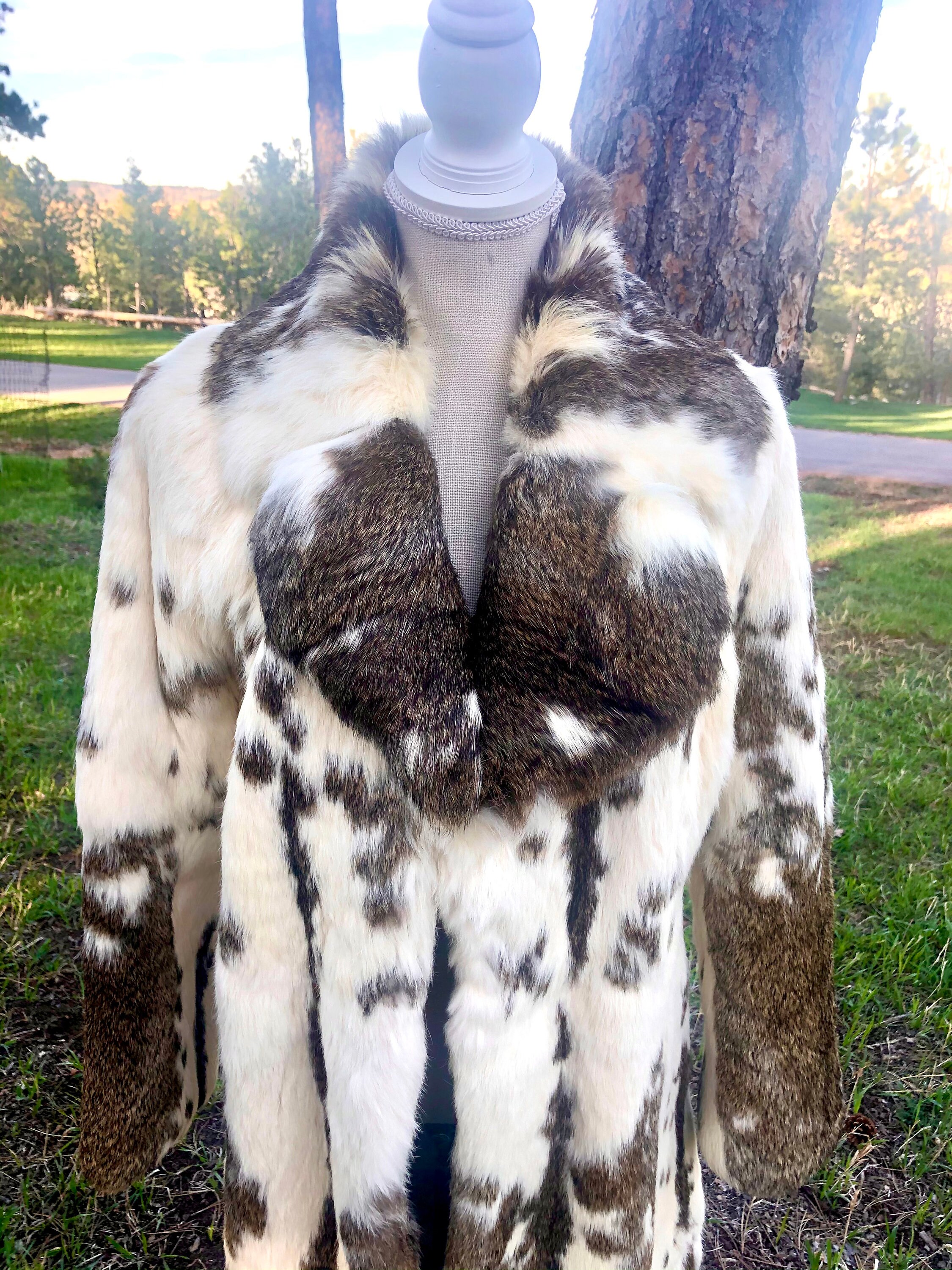 Vintage full length rabbit fur coat Cruella de Vil inspired Etsy