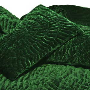 Copriletto in velluto verde smeraldo, copriletto_ Conchiglia cucita_ Set di biancheria da letto in velluto_ Trapunta blu reale Queen, regalo di Halloween, regalo di Natale