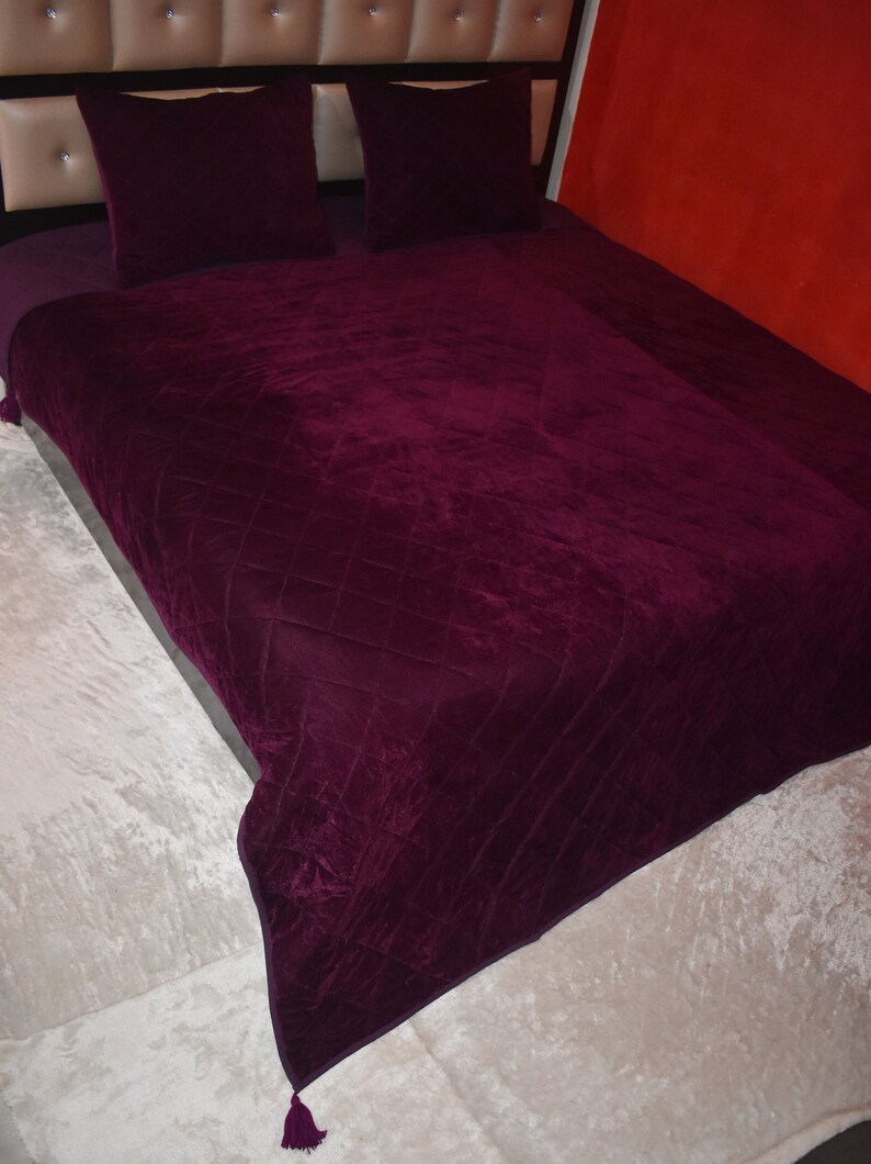 Purple Velvet Diamond Quilt King Blanket Comforter Weighted Etsy