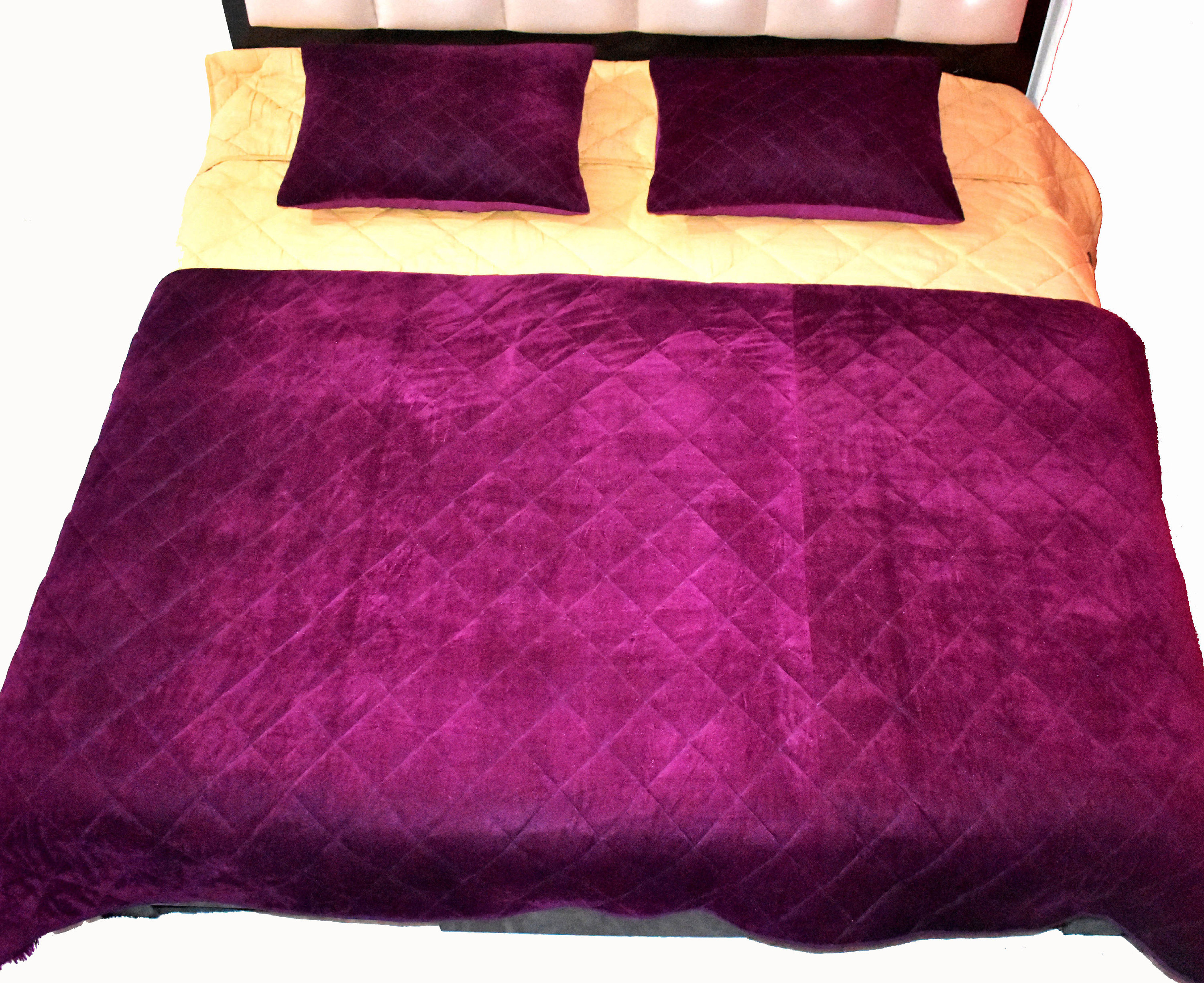 Purple Velvet Quilt King Comforter Bedspread woolen Blankets Velvet Bedding Sets Throw pillow cushion cover, Father's day gift
