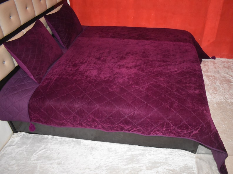 Purple Velvet Diamond Quilt King Blanket Comforter Weighted Etsy