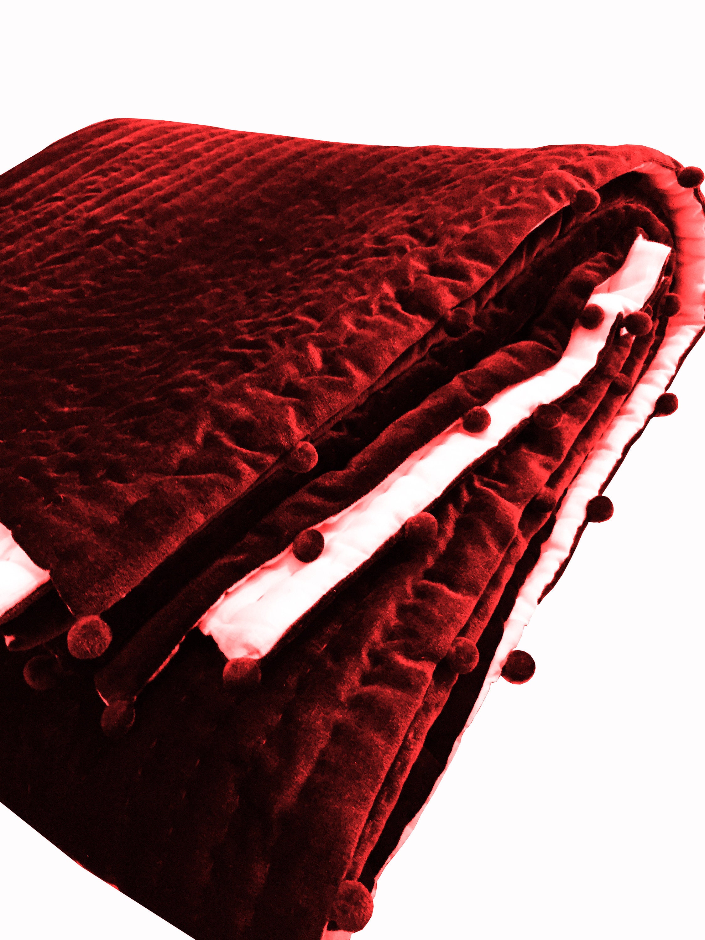 Deep Red Velvet Pompom