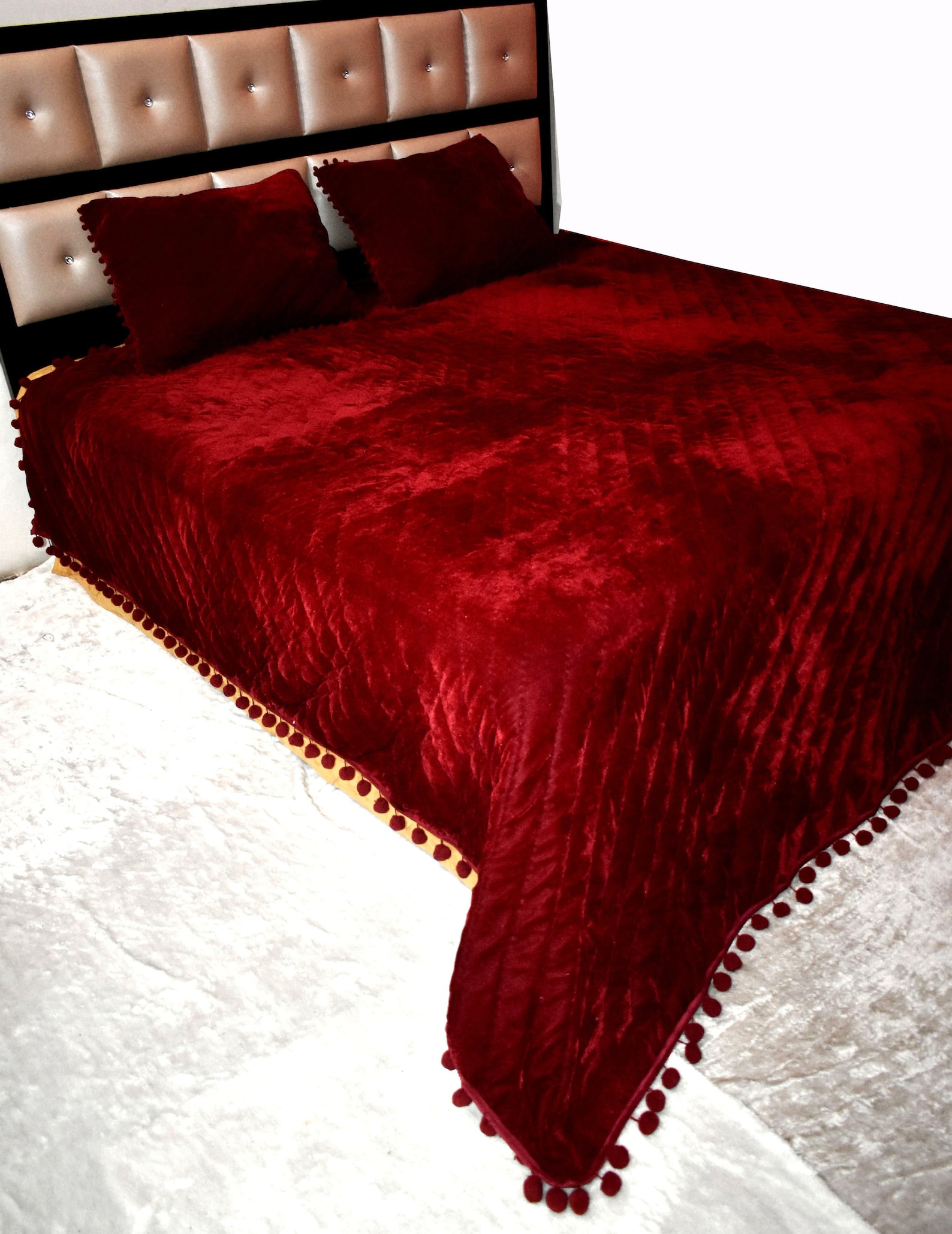 Deep Red Velvet Quilt King Blanket Velvet Comforter Bedspread Weighted