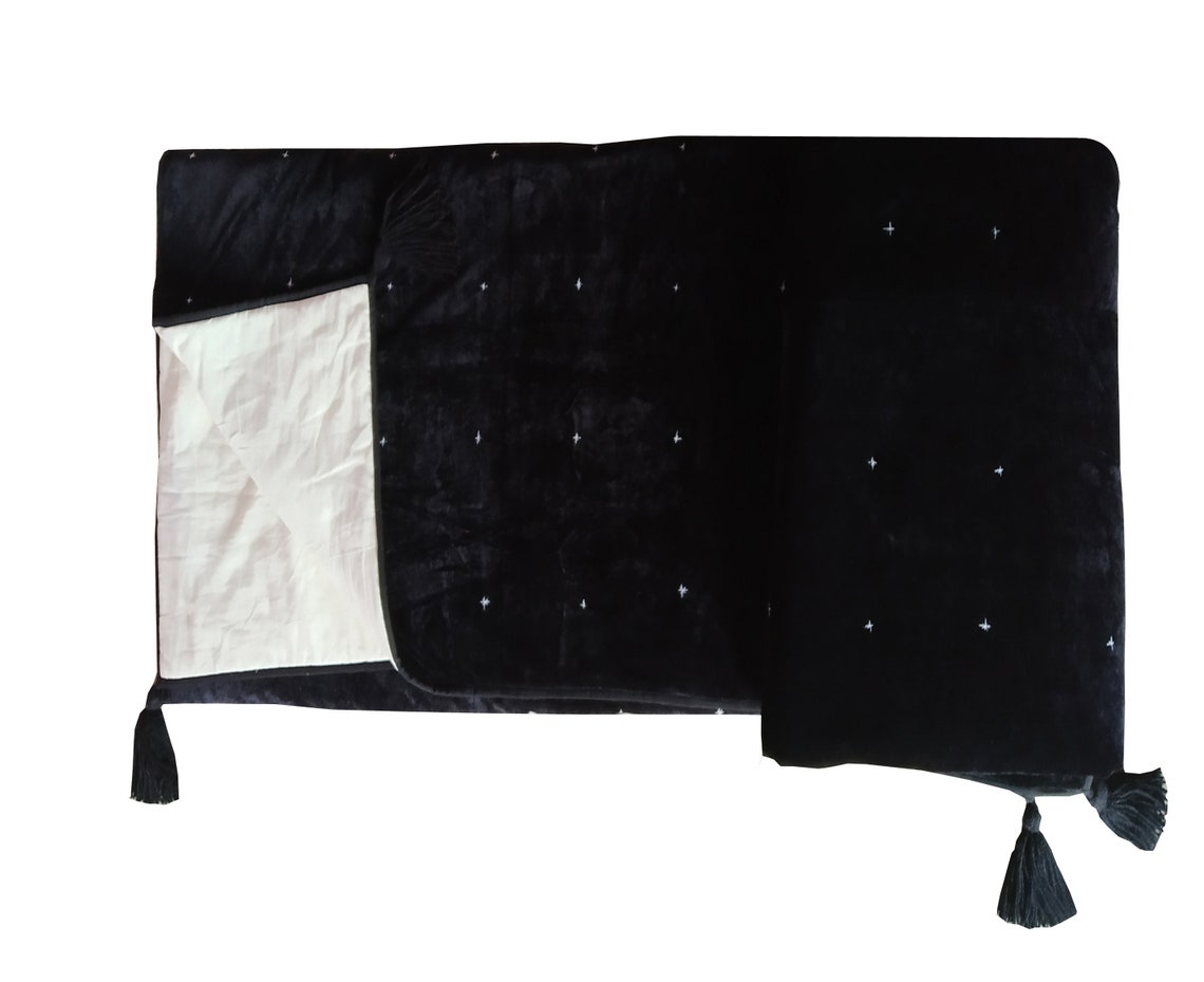Black Throw Blanket Velvet Throw Blanket Blackstarry Hand Etsy