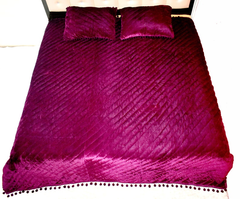 Purple Velvet Quilt King Blanket Velvet Comforter Bedspread Weighted
