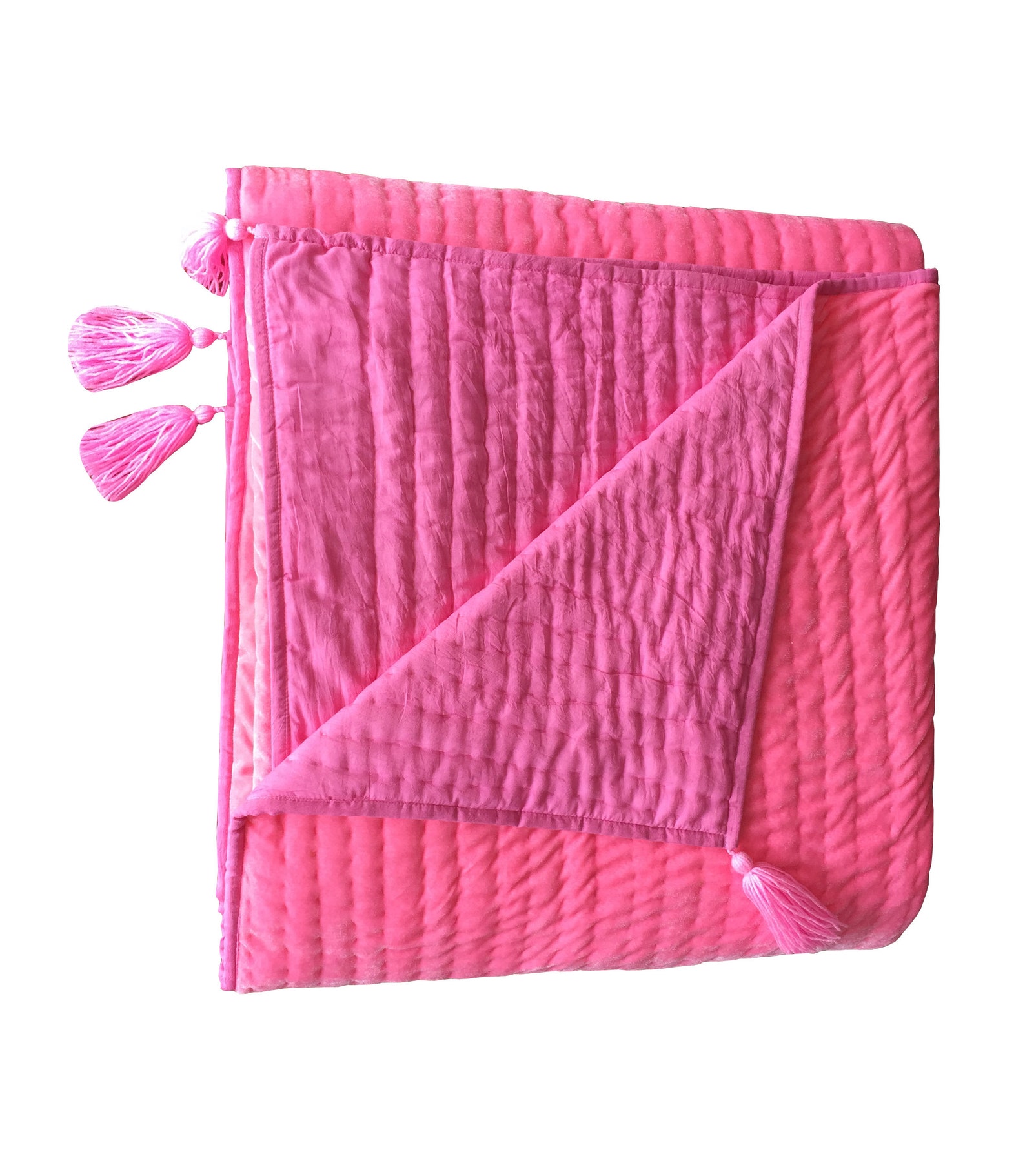 Velvet Throw Blanket Pick Stitch Throw Baby Quilt, Pink Velvet
