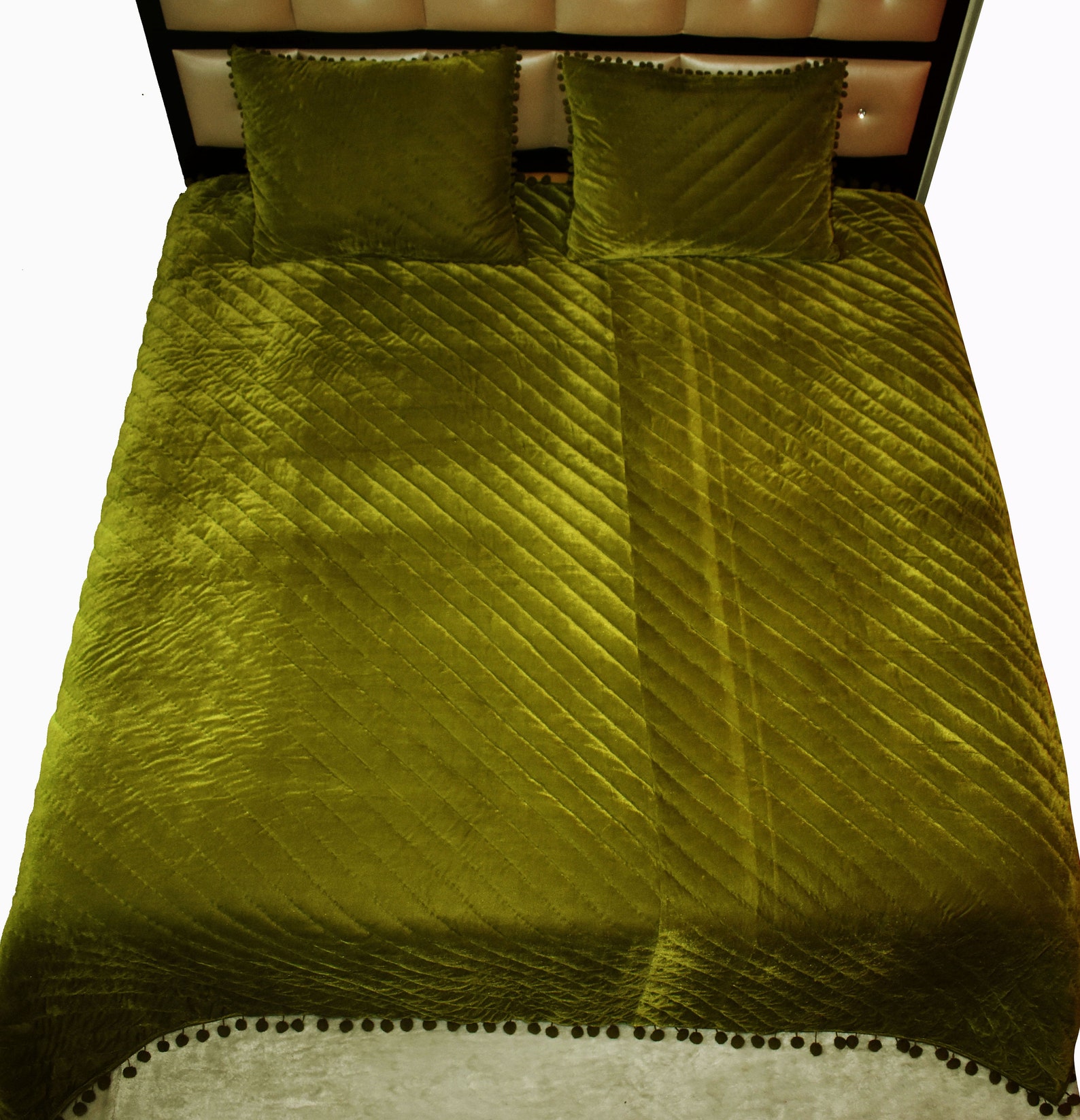 Olive Green Velvet Quilt King Comforter Bedspread Blankets Etsy