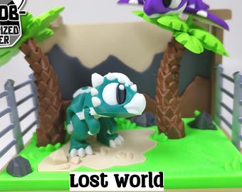 3D Printed Dinosaur Diorama: Lost World Habitat with Articulated Dinos