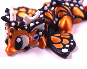 3D Printed Articulated Butterfly Dragon Fidget with Storage Egg