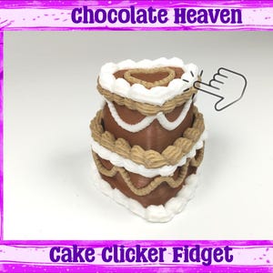 Chocolate Heaven Cake Clicker – 3D Printed Heart-Shaped Cake Fidget Toy 3D Printed Clicker Dessert Fidget Cake Fidget Gift - The Clicky Café